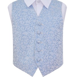 DQT New Swirl Baby Blue Boy's Waistcoat - 7-8 Years: 28"