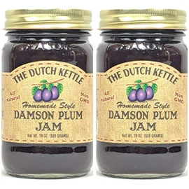 The Dutch Kettle Amish Homemade Style Damson Plum Jam 2-19 Oz. Jars All Natural Non-GMO No Preservatives
