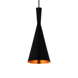 Hobaca Vintage Industrial Single Pendant Light - Black & Gold Metal Cage LED Fixture for Restaurant/Office/Shop (E27 Base, 40cm Height, No Bulb Included)