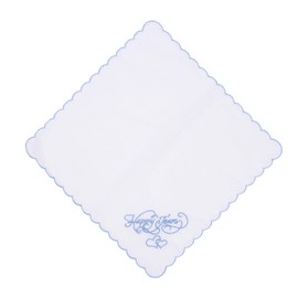 Happy Tears Handkerchief, 12x12 Happy Tears Tissues Wedding, White Cotton with Scallop Lace, Wedding Present ，for Bride & Loved Ones
