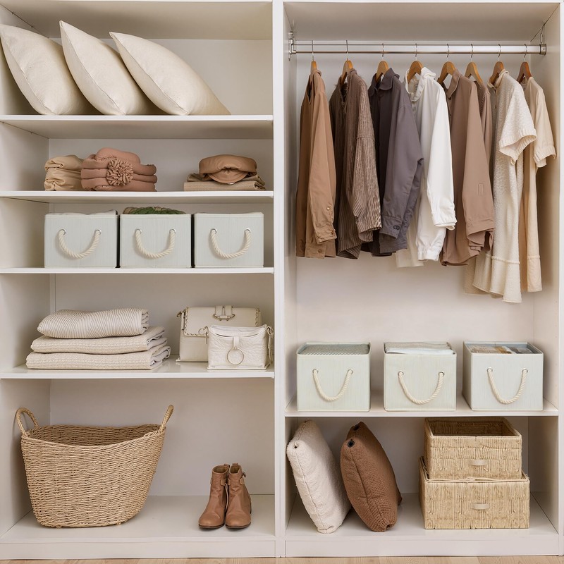 StorageWorks Fabric Storage Bins for Shelves, Storage Baskets for Closet