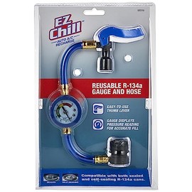 Car Air Conditioner Refrigerant Gauge and Hose by InterDynamics, EZ Chill Reusable AC Recharge Kit for Cars, Trucks
