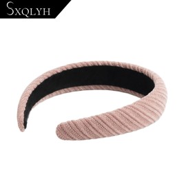 SXQLYH Headband, Padded Corduroy, Women's Headband, Thick Hair Band, Headbands, Soft Corduroy Hair Band, Padded Hair Band, Comfortable Headbands for Women and Girls (Pink)