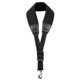 KUWAN Saxophone Neck Strap Soft Sax Double Shoulder Hanging Straps Padded for Alto Sax Tenor Soprano Music Instrument Black2, Black and White, Universal