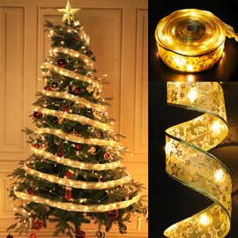 TURNMEON [ Extra Long ] 50 Ft 150 LED Ribbons Christmas Tree Lights Decorations, Adapter Powered Fairy Lights Christmas Tree Decorations Home Indoor New Year