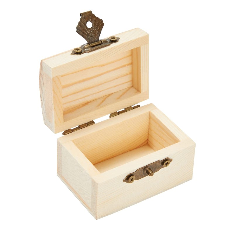Wooden Treasure Chest with Curved Lid and Metal Clasp, DIY