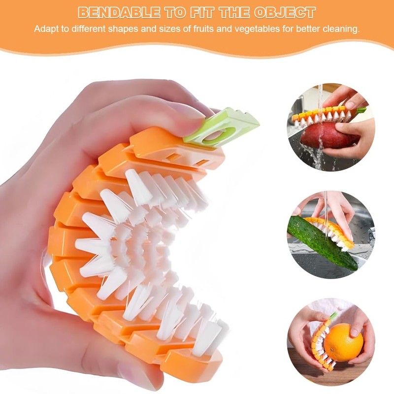 4PCS Vegetable Brushes - Potato Scrubber, Carrot Shape Fruit Brush