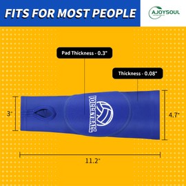 Ajoysoul Arm Sleeves for Volleyball, Fit for Women and Men, Forearm Sleeves with Pads and Thumb Holes, Passing Hitting Training Protection - Blue One Size Fits All, Blue, One size fits all