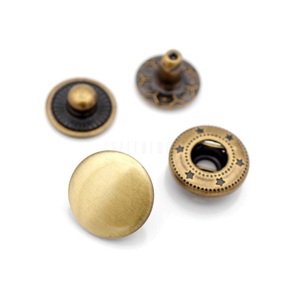 CRAFTMEMORE 10 Pack Snap Fasteners Color Plated Solid Brass Metal