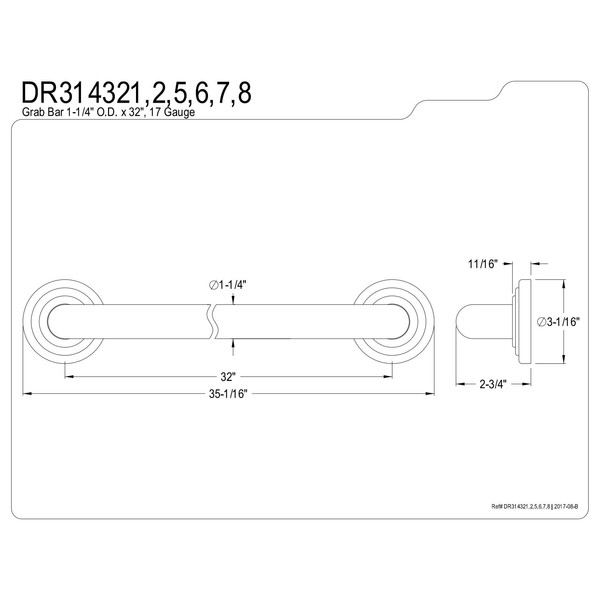 Kingston Brass DR314321 Designer Trimscape Restoration Decor 32-Inch Grab Bar with 1.25-Inch Outer Diameter, Polished Chrome