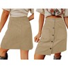 Women's Knee-Length Corduroy Skirt with Pockets, High Waist, Button Front,