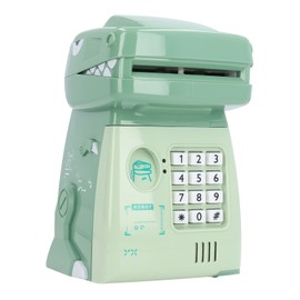 Kids Money Bank Dinosaur Design Password Protection Large Capacity Electronic Piggy Bank for Kids Education Decoration Green