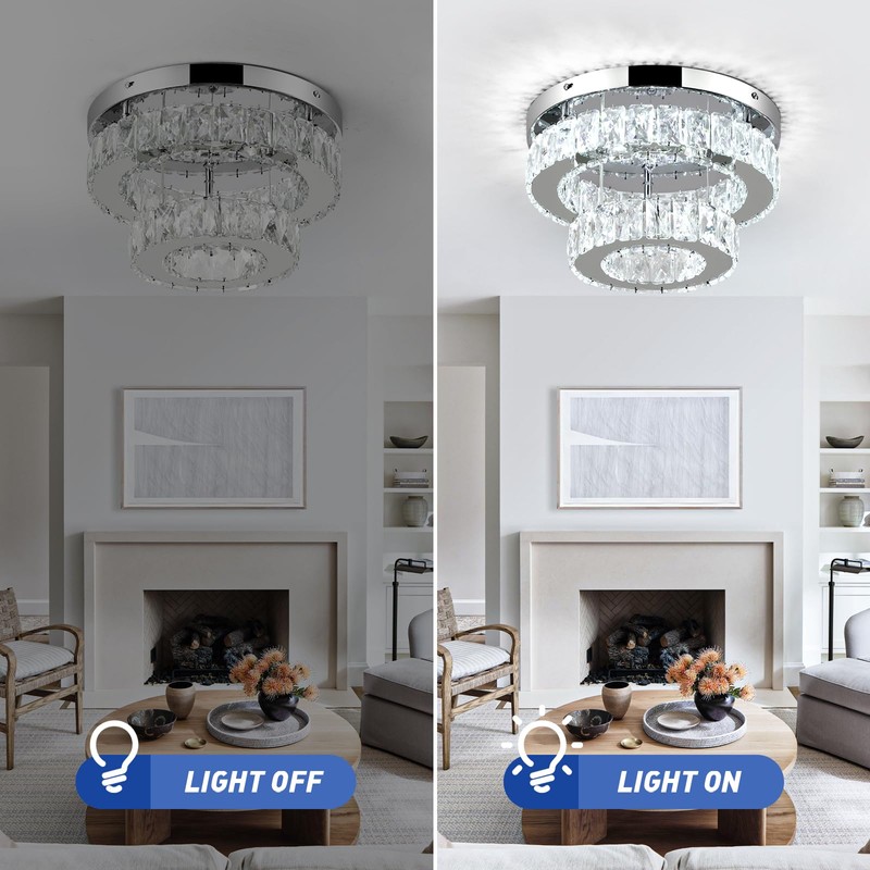 LEONTYNE 12 Inch Mini Chandelier LED Crystal Ceiling Light 2