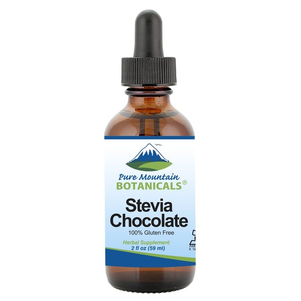 Stevia Drops Chocolate – Sin alcohol y Kosher – sabor con chocolate oscuro natural – Botella de vidrio de 2 oz