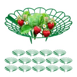 Relaxdays Strawberry Ripper, Set of 15, Snail Protection, Strawberries, Plastic, Strawberry Grid Against Rot & Mould, Green