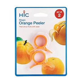 HIC Kitchen Magic Orange Peelers with Safety Blade, BPA-Free Plastic, Set of 2