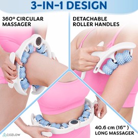 Cellulite Massage Roller - Blue - Anti-Cellulite Massager with Detachable Roller Handles for Thighs, Legs & Buttocks - Fascia Massage Tool for Lymphatic Drainage & Deep Tissue Therapy - by Cozlow