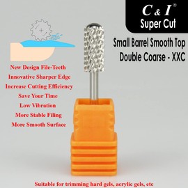 C & I Nail Drill Super Cut Edition - Upgrade File Teeth, Small Barrel Smooth Top, E File for Electric Manicure Drill, Quick to Remove Super Hard Nail Gels (Double Coarse -XXC)