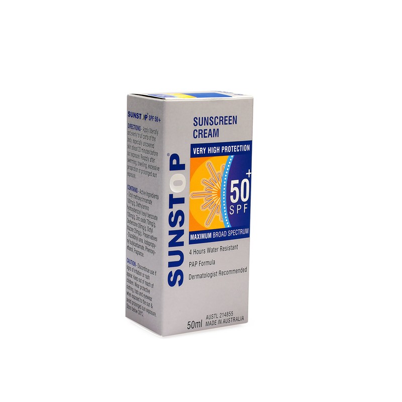 Sunstop SPF50 Sunscreen Cream, Broad-Spectrum Sunscreen, Water-Resistant Moisturizing Sunblock Lotion,