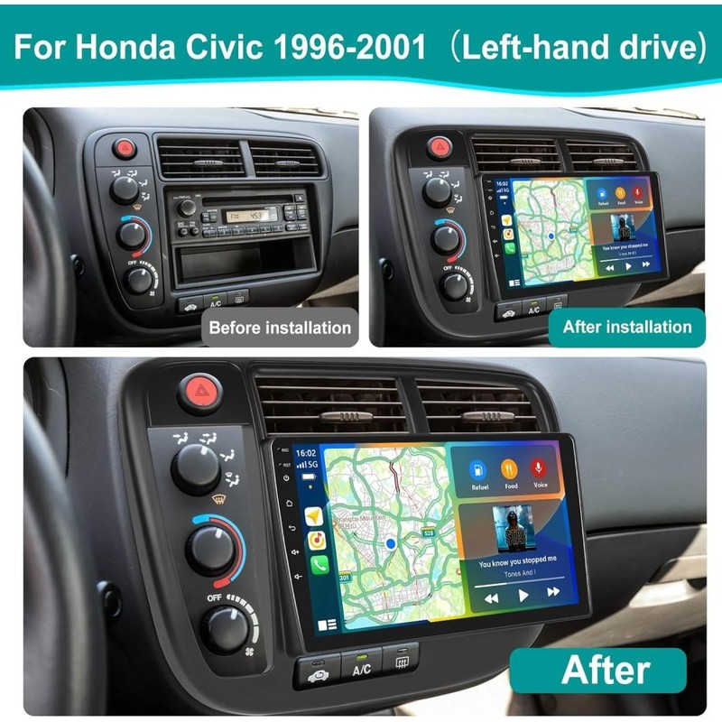 LeeKooLuu Apple Carplay For Honda Civic 1996-2001 Car Stereo Radio