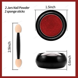 2 Boxes Red Chrome Nail Powder 3D Mirror Effect Aurora Magic Metallic Dust Holographic Glitter Glazed Manicure Decoration Reflective Pigment for Nails Art Design