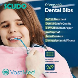 500PCs Dental Grade SCUDO 7.2g 3Ply Dental Bibs by VASTMED | Soft & Waterproof Disposable Bib Sheet for Patients 13" x 18" | Dentist Tray Cover and Nail Table Cover Supplies