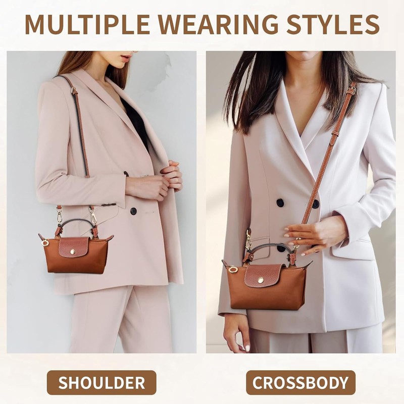 Strap for Longchamp Mini Bag Strap - Brown Adjustable for