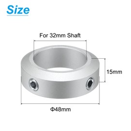 sourcing map Set Screw Shaft Collar for 32mm Shaft, 4pcs Clamping Collars 48mm OD, 15mm Thickness, Aluminum Alloy Clamp-On Collar with M8 Set Screws and a Wrench