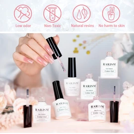 RARJSM Icy Jelly Gel Nail Polish Set of 6 Translucent Colors,Sheer Rose Nude Skintone Gelpolish LED UV Gel Clear Milky Light Pink Red Brown French Manicure Curing Requires 7.5ml DIY Home Nail Salon