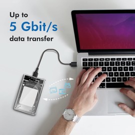 LogiLink USB 3.0 Hard Drive Enclosure for 2.5 Inch HDD/SSD up to 16TB, Windows/MacOS/Chrome OS/Linux