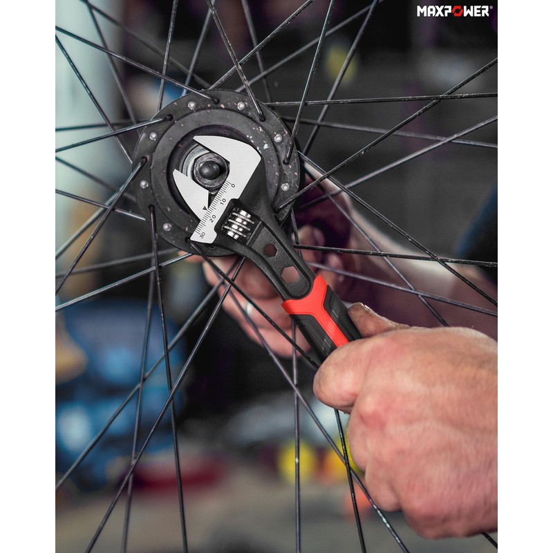 MAXPOWER 8 Inch Adjustable Wrench, 3-in-1 CR V Steel Spanner