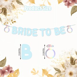 Bridal Shower Decorations, Pre-Strung Bride to Be Banner No DIY Bridal Shower Garland Holographic Rings Bachelorette Party Decor Hanging Backdrop for Wedding Engagement Party