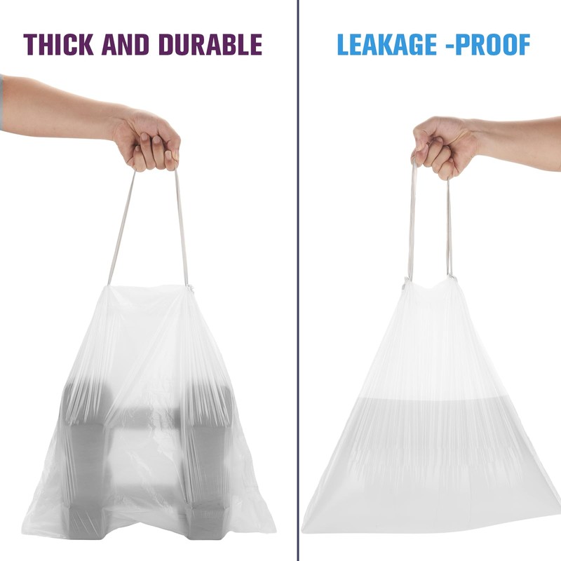 2.6-Gallon Trash Bags Heavy Duty - Heihaily Drawstring Kitchen Garbage