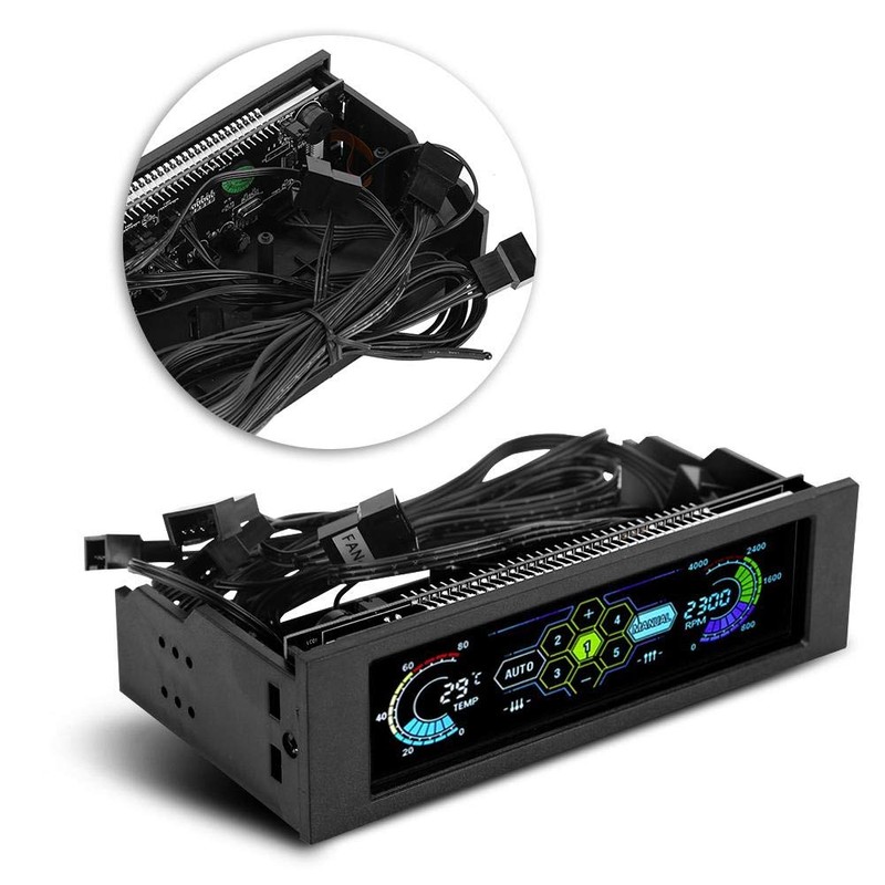 ASHATA 5-Fans PC Speed Controller CPU Temperature Sensor Computer Cooling