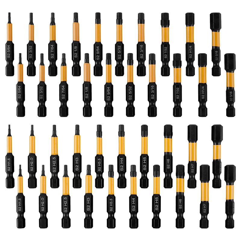 40Pcs Impact Hex Head S2 Alloy Steel Allen Wrench Drill