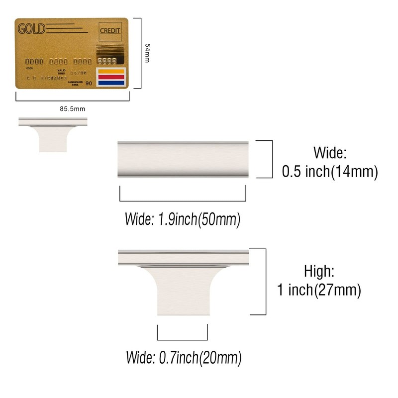 Amerdeco UK0048 Pack of 10 Furniture Knobs Brushed Nickel Bar