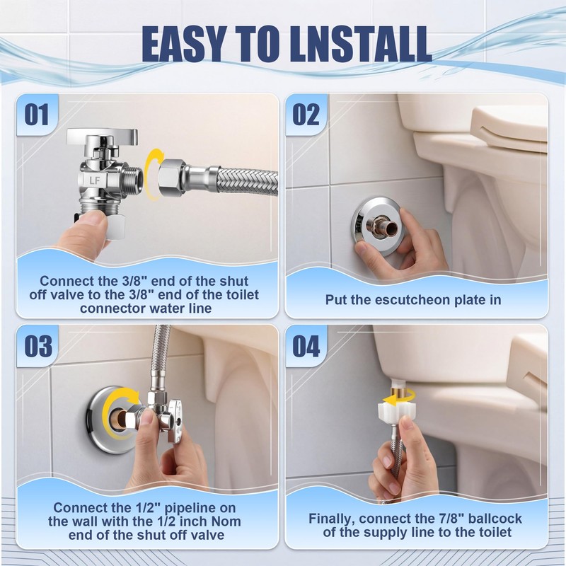 6 Pack Universal Toilet Flusher Replacement Kit and Toilet Valve