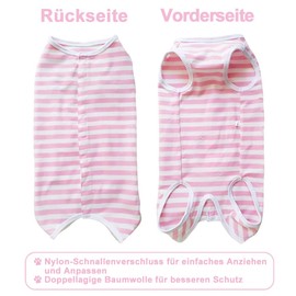 Kukaster Pet Dog Bodysuit After Surgery Male Castration Wound Protection Suits for Dog, Nylon Buckle for Hair Loss, Allergies, Shaving, Pink Stripes, XS