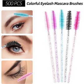 Tbestmax Kit de Suministros de Extensión de Pestañas de 1500 Piezas, 500 Spoolies Varitas de Rímel 500 Cepillos de Labios 500 Microhisopos Coloridos Brochas Desechables para Pestañas, Herramienta Apli