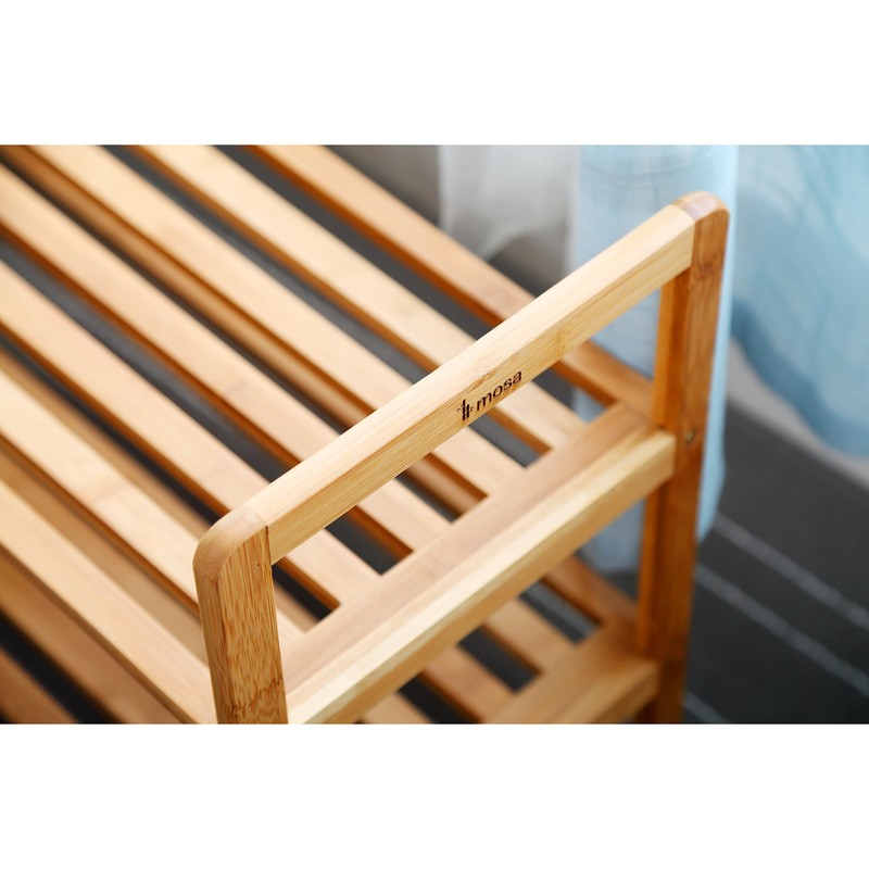 Mosa Natural Bamboo 2-Tier Shoe Rack Storage Organizer, 27.6" X