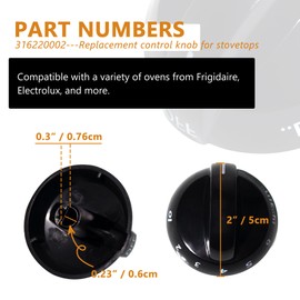 GYOFFULL 316220002 Stove Knob Gas Oven Range Control Knob Assembly Compatible with Frigidaire Burner Accessories 4PACK