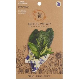 Bee's Wrap Organic and Silicone Free Reusable Beeswax Food Wraps, 3 Pack