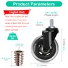 Hirate 3" Office Chair Casters Wheel with 3/8"-16UNC Threaded Stem