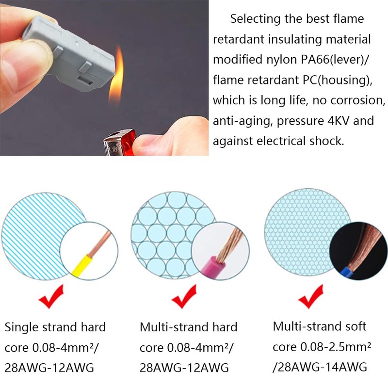 One Touch Connector, CESFONJER SPL-2M Wire Connector, Cable Connector Terminal