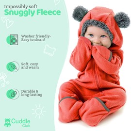 Fleece Baby Bunting Bodysuit – Infant One Piece Kids Hooded Romper Outerwear Toddler Jacket