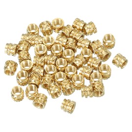 PATIKIL M5 Threaded Inserts M5x6x7mm, 50 Pcs Brass Heat Set Insert Female Threaded Inserts Metric Knurled Nuts Embedment Nut for Plastic and 3D Printing Components, Gold