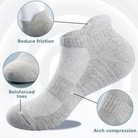 TANSTC Mens Socks,6 Pairs Low Running Socks,Breathable Anti-Blister Tab Socks