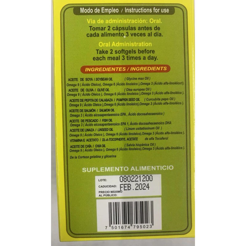 Azteca Omega 3 6 y 9 capsulas 50 capsulas de