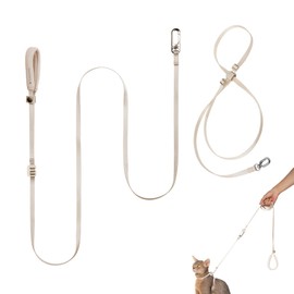 BuddyArmor Cat Harness and Leash Set, Lightweight Escape Proof Cat Harness Leash with Padded Handle, Adjustable Cat Leash and Harness for Kitten Small Large Cats Walking Training (Linen, L)