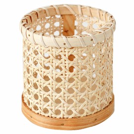 QRZLP Rattan Pen Holder, Hand Woven Small Wicker Pen Cup Multi-Functional Woven Desk Organizer for Pencil, Office&Home Sundries, Makeup Brushes.
